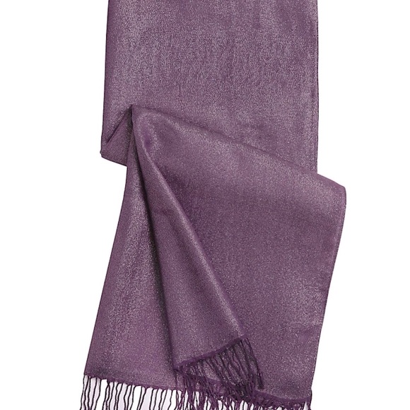 💜 Jacquard Pashmina Scarf – Deep Purple with Silver Thread | New with Tag - Picture 1 of 2